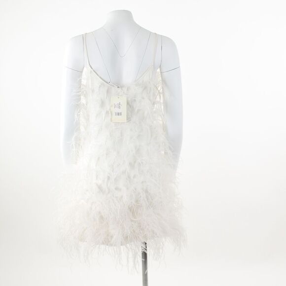 Cult Gaia Zariah Ostritch Feather Dress in Off White - Picture 3 of 5